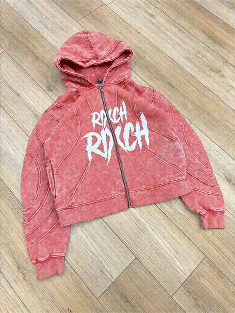 RIXCH WASHED PANEL HOODIES
