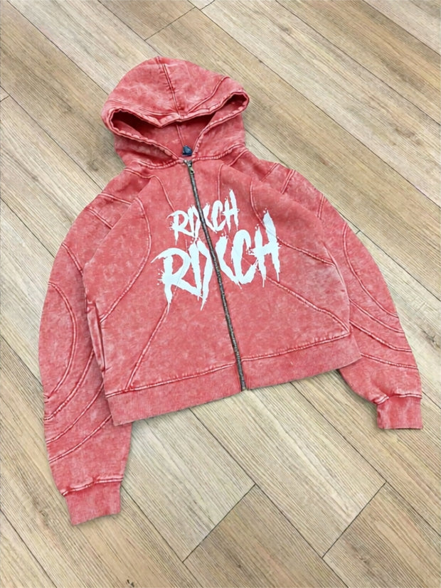 RIXCH WASHED PANEL HOODIES